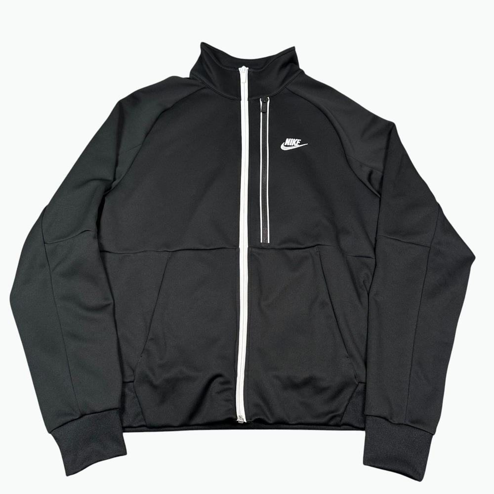 Nike Full Zip Track Jacket Mens Size Medium Black White Sportswear Mock Neck